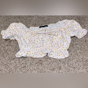 Floral White Crop Top